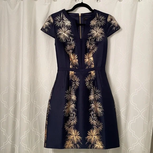 Ted Baker Tdzalla Sculpted Stardust Jacquard Dress - Picture 2 of 7